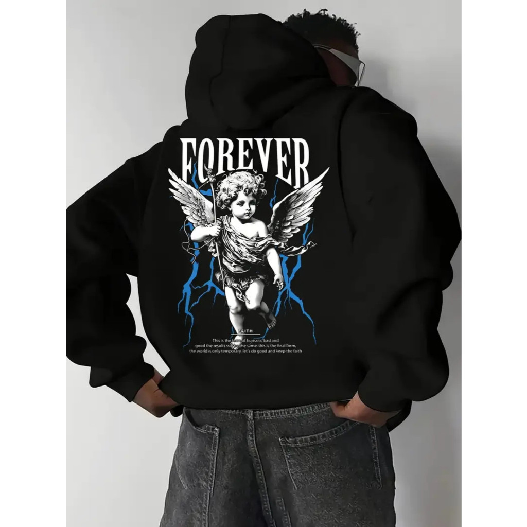 Blusa de Frio Moletom Masculino Forever Anjo Algodão Unissex Lançamento Promoção