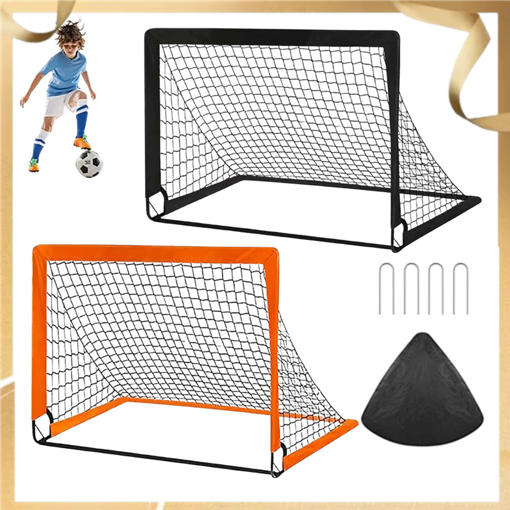 Gol de futebol - rede de futebol portátil pop-up - conjunto de gols dobráveis para exteriores, preto/laranja