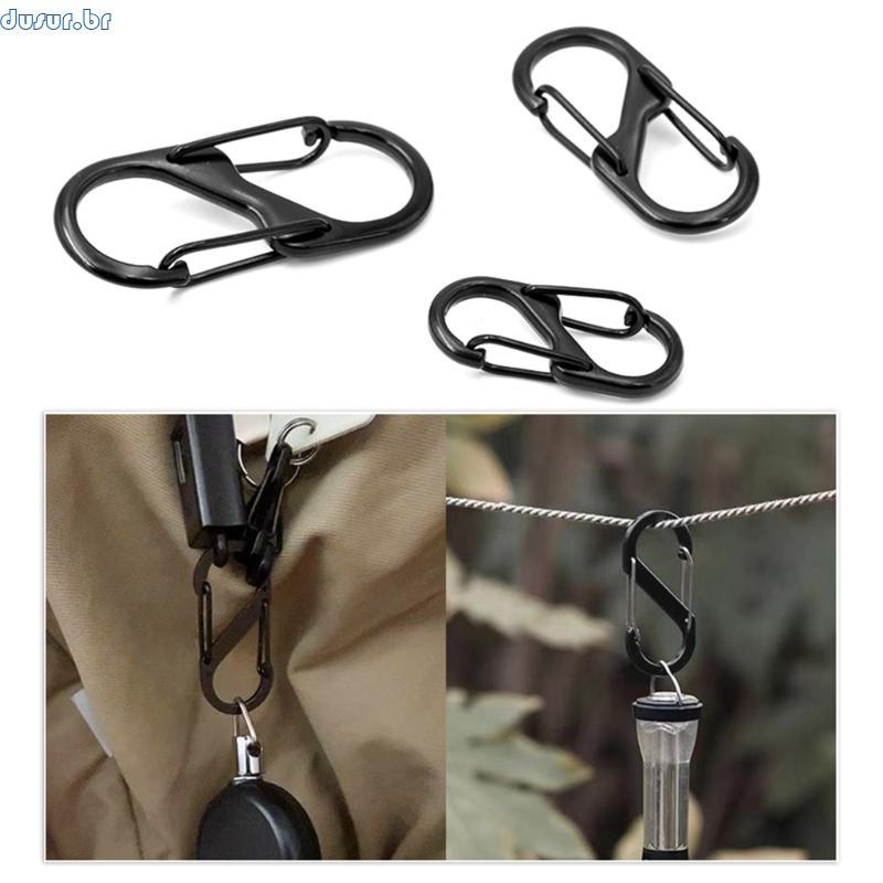 dusur9 10 Peças Metal Gancho S Pequeno Mosquetão Clipe Antifurto Mochilas Travamento Fácil Usar