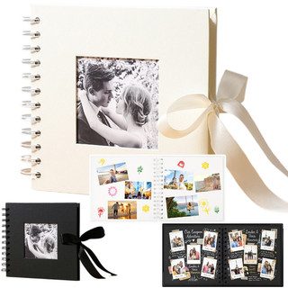 Álbum de Fotos Scrapbook Grande 20.5x20.5cm - 30 folhas Brancas/preto 600g