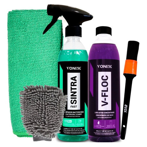 Kit Lavagem Automotiva Vonixx Vfloc + Sintra + Pincel + Luva