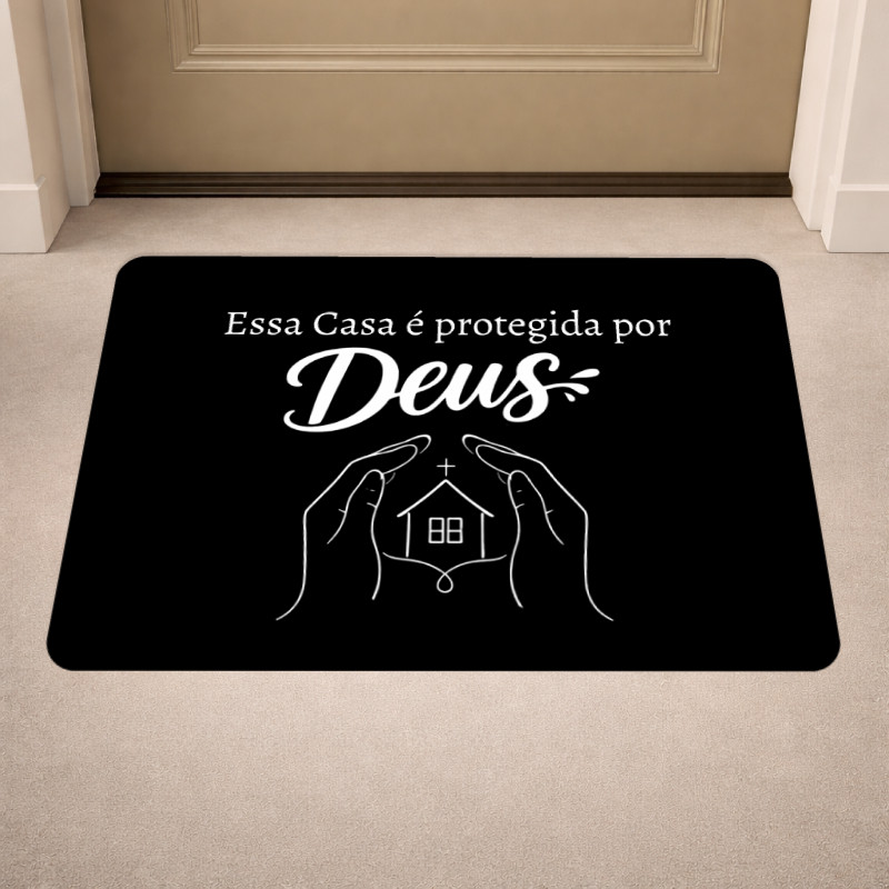 Imagem Tapete de Porta Antiderrapante Biblico, Oração, Cristão, Evangélico 40x60cm.