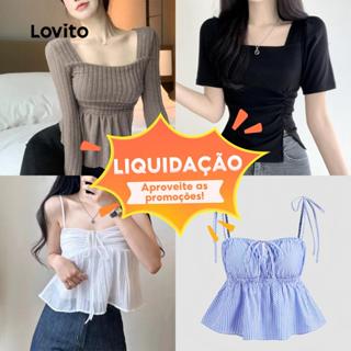 Lovito Blusas Casuais Especiais Para Mulheres (Tamanho P) em Oferta na Shopee