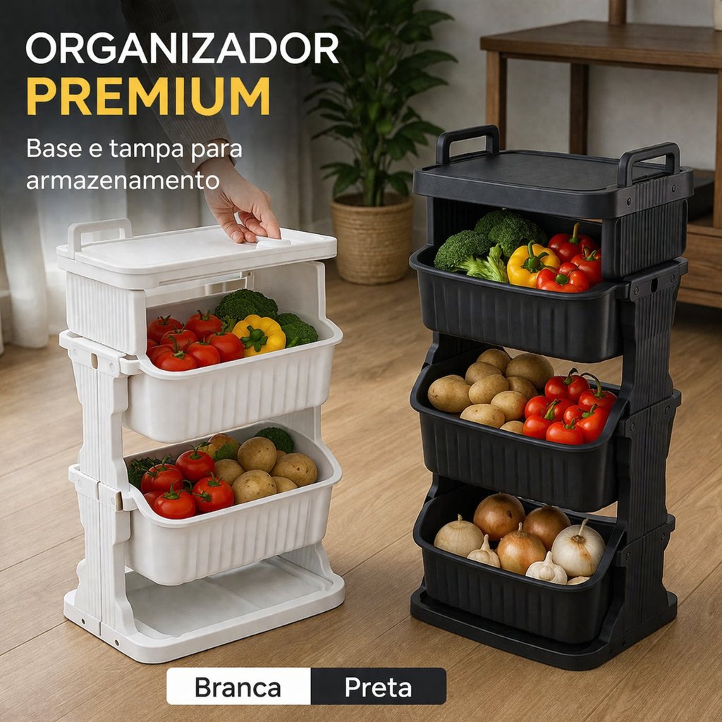 Organizador de Chão Premium Plástico Resistente Para Cozinha Lavanderia e Banheiro Multiuso