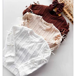 Blusa Infantil menina manga longa comprida lacinhos moda detalhe lacinhos frio inverno