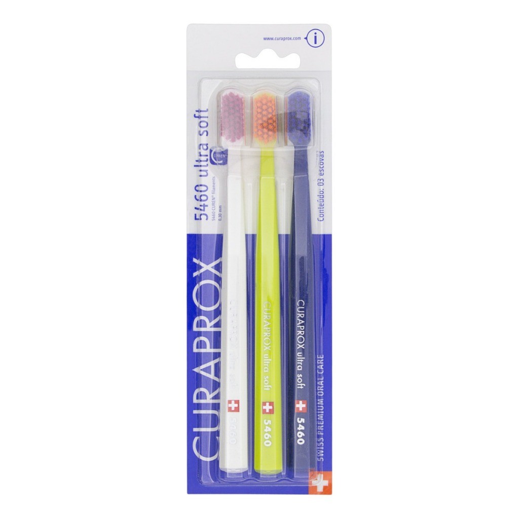 Escova Dental Ultramacia Curaprox 5460 Ultra Soft Macia 3 Unidades Cerdas *Cores Sortida