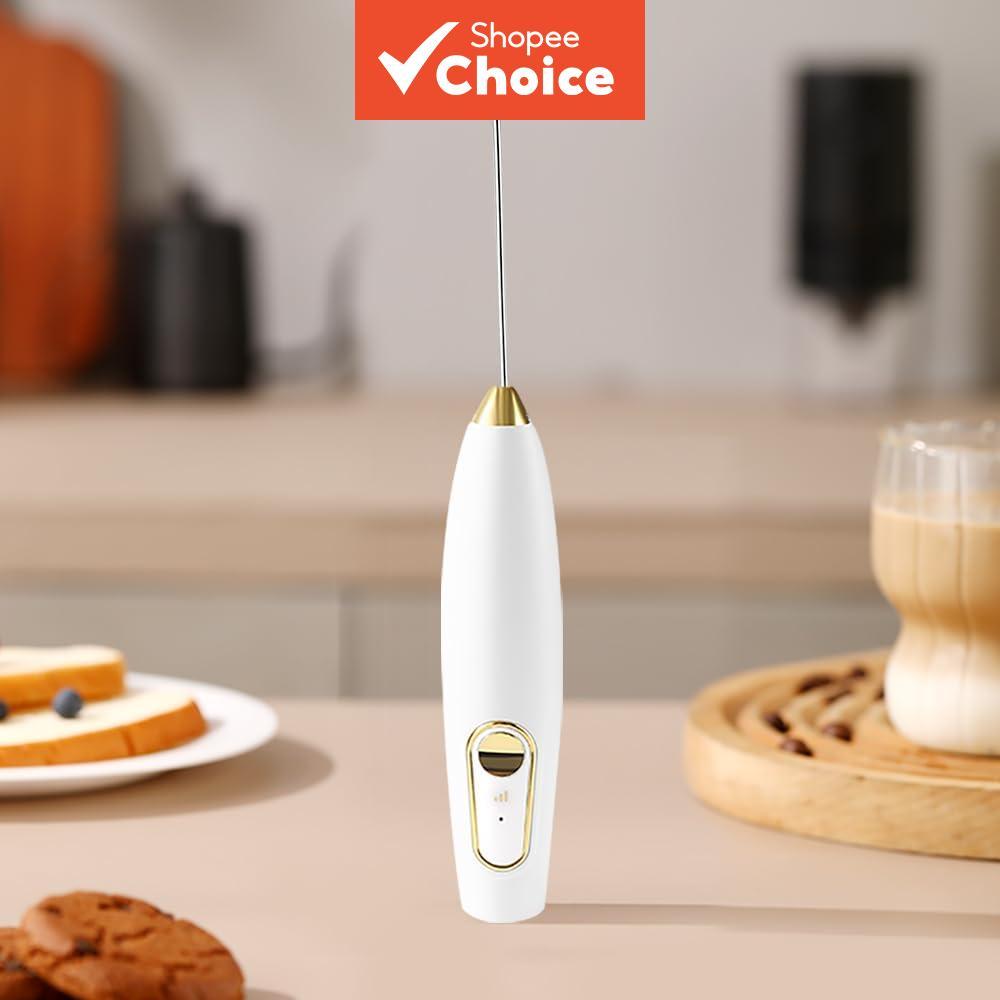 Mini Batedor Elétrico de Leite de Mão Recarregável Tipo-C, Batedor de Aço Inoxidável