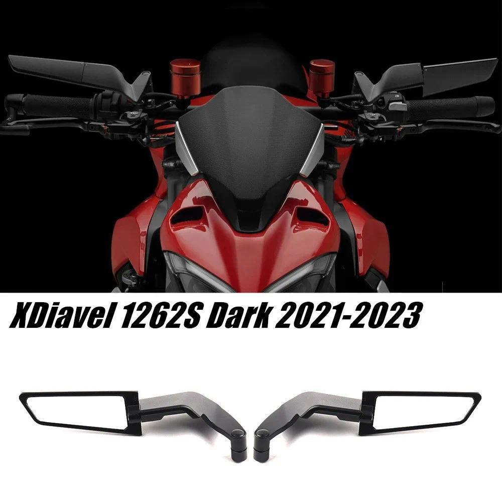 Para DUCATI XDiavel 1262S Escuro Motocicleta Espelho Retrovisor Asa Aerodinâmica Rotatable Liga De Alumínio Espelhos Lat
