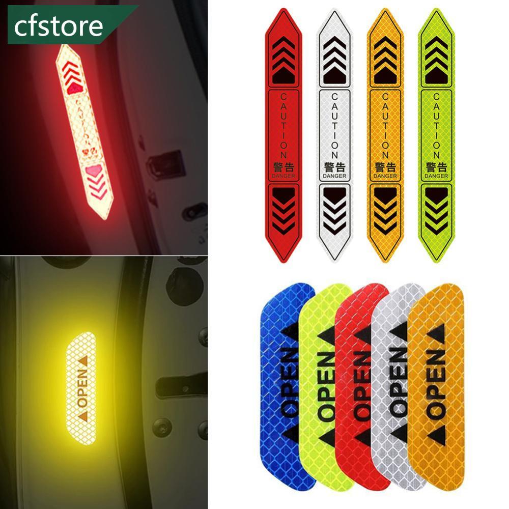 CFSTORE 4 Pçs/Set Adesivos De Porta De Carro Fita De Advertência Reflexiva De Segurança Noturna Decorativos Faixa Acessó