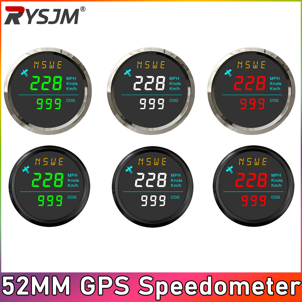 Velocímetro GPS De 52MM , 0 ~ 29 KM/H , Nós MPH Com Luz De Fundo Branca/Verde/Vermelha , Medidor De Velocidade Para Veíc