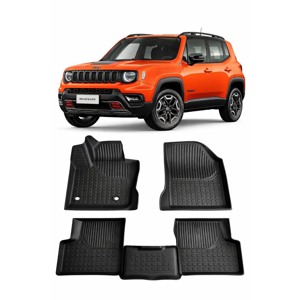 Tapete Bandeja JEEP RENEGADE Todos Modelos 3 Peças Traseiro Inteiriço