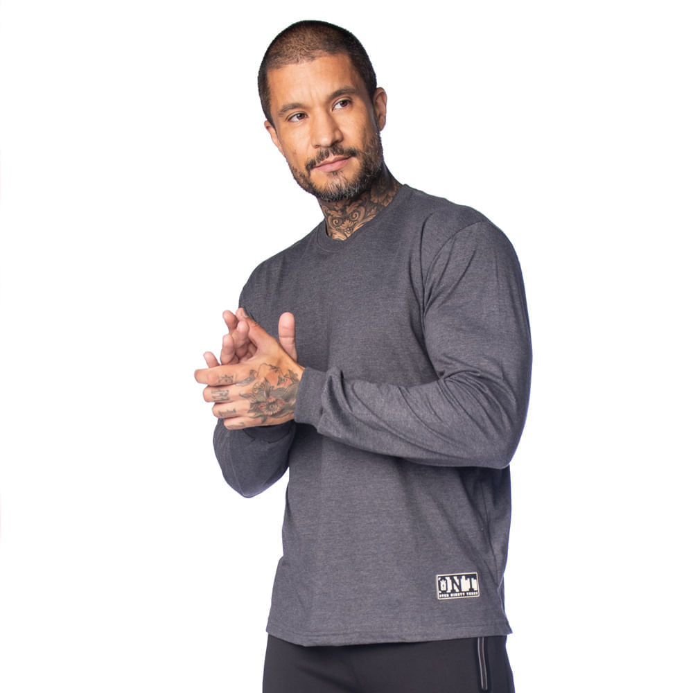 Camiseta Masculina Over Surf Manga Longa Ribana Cinza Escuro em Oferta na Shopee