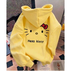 Moletom Blusa de Frio Infantil Premium Flanelado Canguru Hello Kitty Contorno Retro Streetwear