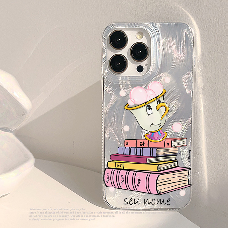 Capinha personalizada Chip A Bela e a Fera para iPhone 11 12 13 xr xs max 14 15 16 17 pro max 16e 8 14 16 plus capa