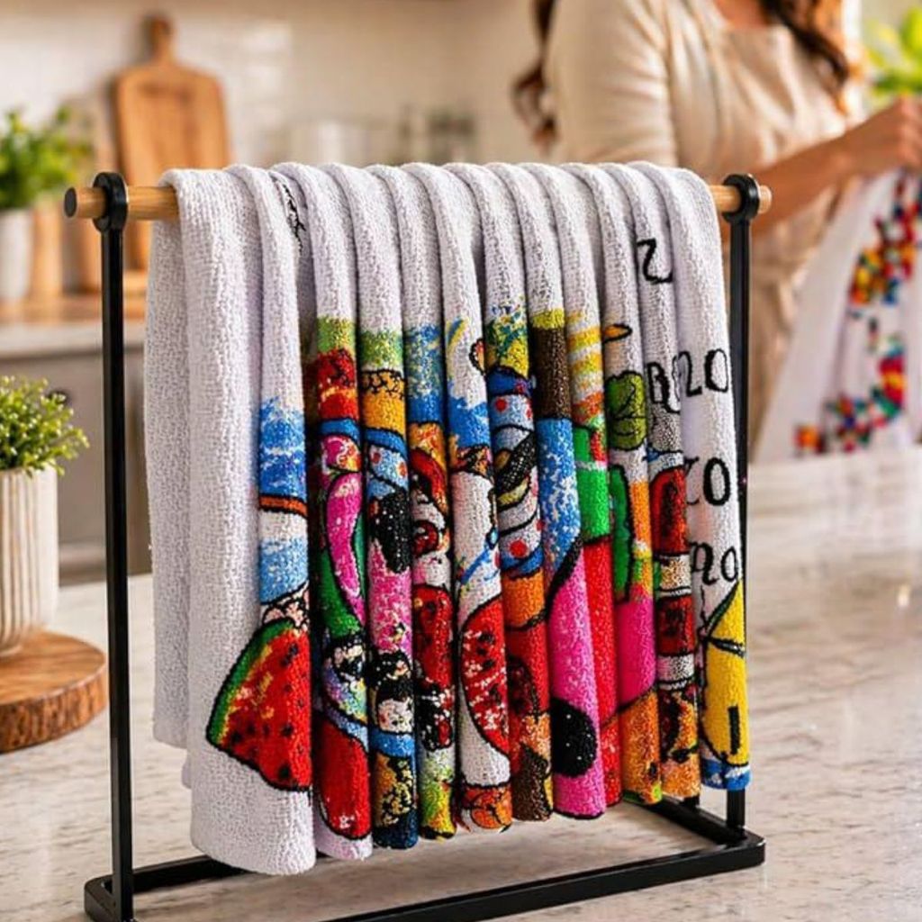 Kit Panos de Prato 45x75cm Grande Estampados com Bainha 100% Algodão Alta Absorção