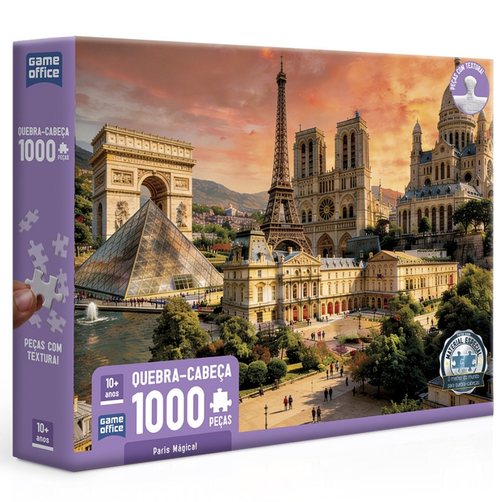 QUEBRA CABEÇA PARIS MÁGICA 1000 PEÇAS TOYSTER TURÍSTICO FRANÇA TORRE EIFFEL ARCO TRIUNFO MUSEU LUVRE