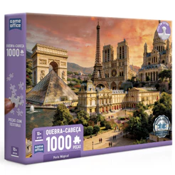 QUEBRA CABEÇA PARIS MÁGICA 1000 PEÇAS TOYSTER TURÍSTICO FRANÇA TORRE EIFFEL ARCO TRIUNFO MUSEU LUVRE