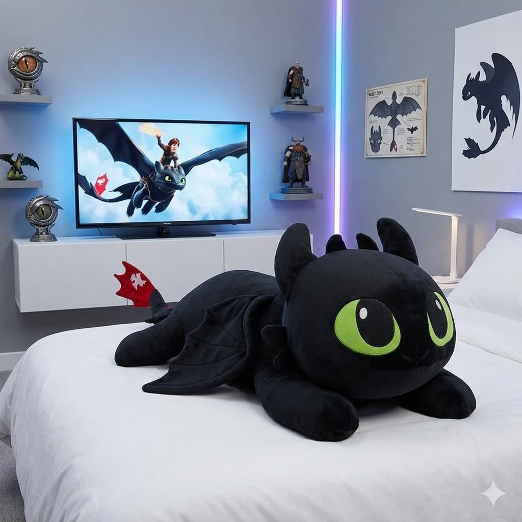 Travesseiro Xuxão Gigante Banguela 110cm Fúria da Noite/ Furia da Luz  Macio Antialérgico