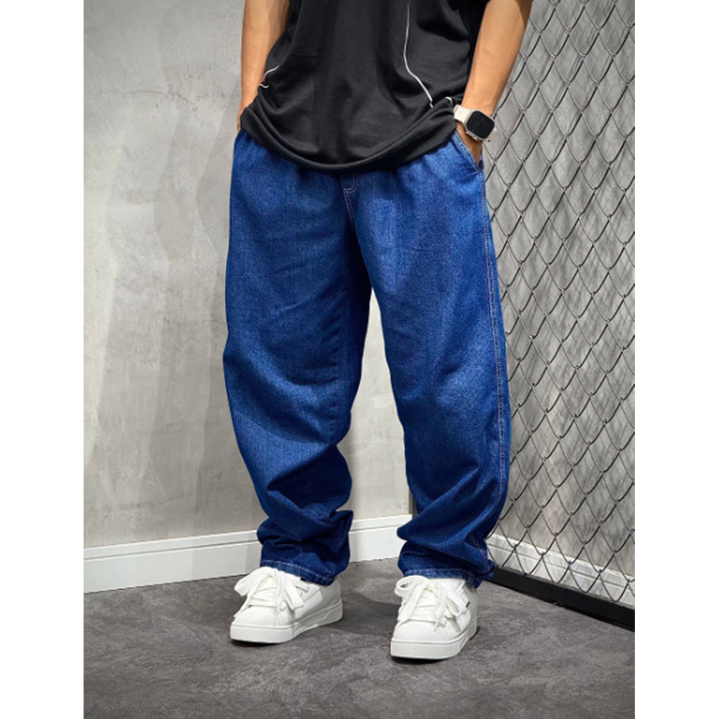 Calça Jeans Balão Baggy Masculina Calca Denim Streetwear Bag Boca Larga 100% Jeans Premium Calças — imagem 2 de 2