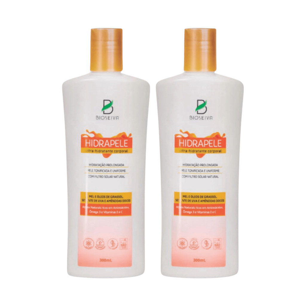 Kit 2x Creme Hidratante Corporal Hidrapele BioSeiva 300mL – Hidratação, Nutrição e Clareamento