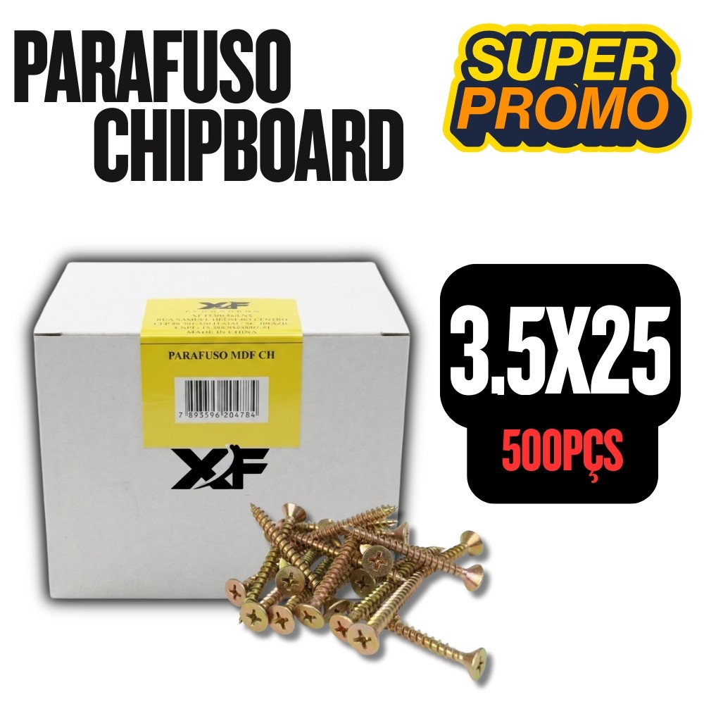 Parafuso 3,5x25 Philips Chata P/ Dobradiça MDF 500un