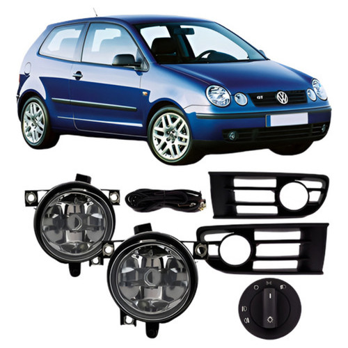 Kit Farol Milha Auxiliar Neblina Polo 2003 À 2006 Com Grade