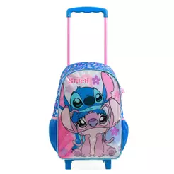 Mochila de Rodinha Infantil Feminina Stitch Azul