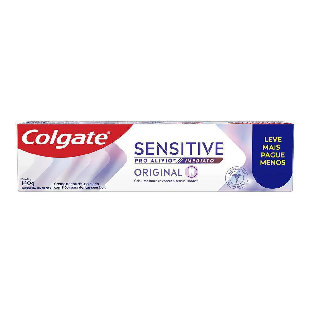Creme Dental Colgate Sensitive Pro Alívio Imediato Original 140g em Oferta na Shopee