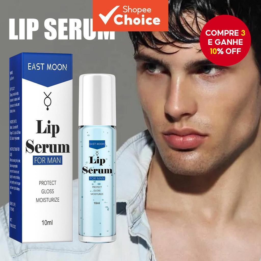 Sérum Labial Natural Para Homens Hidrata e Protege Lábios Secos, Rachados e Escuros Essência Labial Roll-On - 10ml