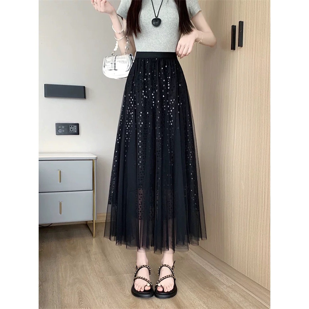 Saia de Tule com Paetê de Melhor Qualidade Saia Longa de Brilho WK-82 em Oferta na Shopee
