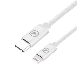 Gshield Cabo de Dados e Carregamento Rápido Symetric Lightning/Tipo C em Termoplástico Reforçado 1,5 Metros, Branco