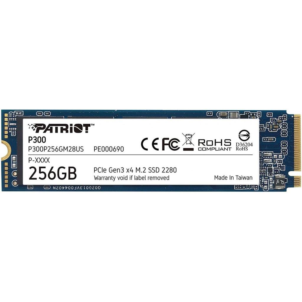 SSD Patriot P300, 256GB, M.2 NVME, Leitura 1700MBs e Gravação 1100MBs, P300P256GM28 em Oferta na Shopee