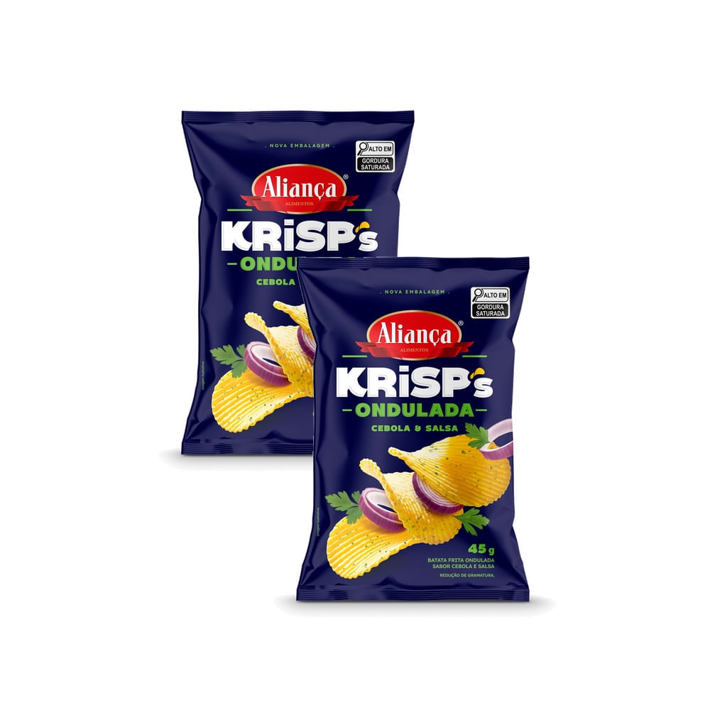 Kit 2 Batata Aliança Krisps Ondulada Cebola e Salsa 45g