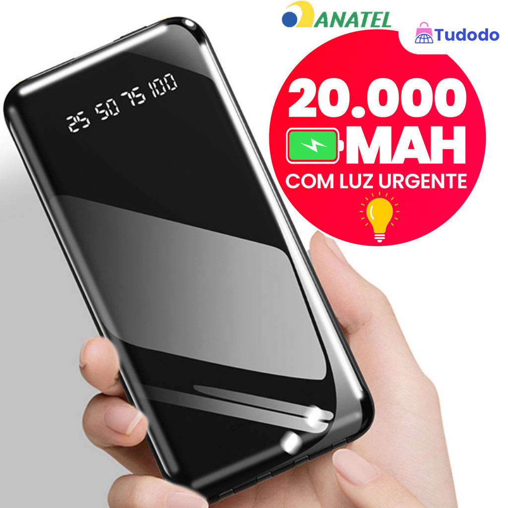 Power Bank 10000mah 20000mah Bateria Externa Carregador Portátil Ultra Compacto