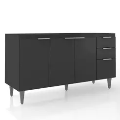 Balcão para Pia 150cm sem Tampo Pérola Z34 Preto