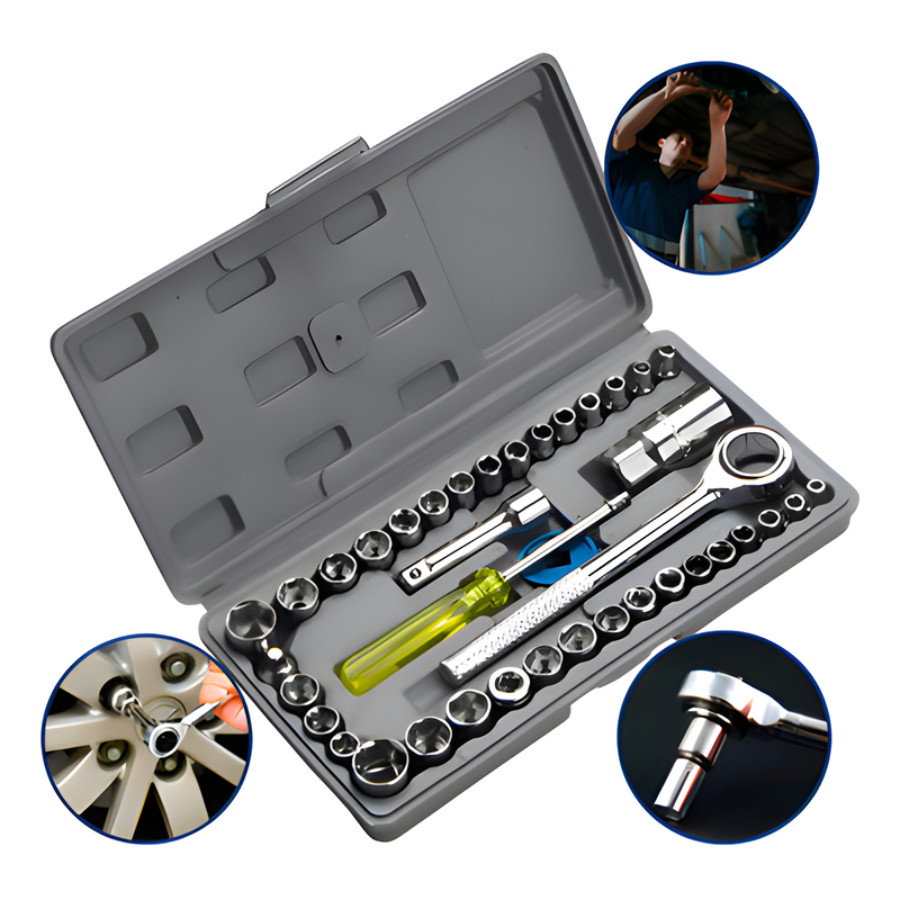 Kit Ferramentas 1 Catraca Soquetes Com 40 Peças Com Caixa Maleta em Oferta na Shopee