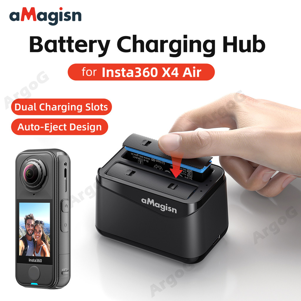 aMagisn Hub Carregador Insta360 X4 Air Slot Duplo Estojo de Carga e Transporte Acessórios Insta360 X4 Air