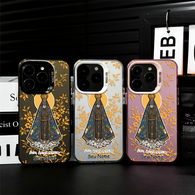 Capinha Capa De Personalizado Com Nome Nossa Senhora Aparecida Para iPhone 17 16 15 13 12 11 Pro Max 15 Plus 14 PRO capa