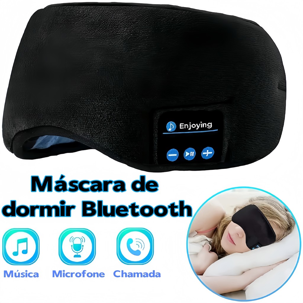Tapa Olho Máscara Dormir Fone De Ouvido Bluetooth Confortável