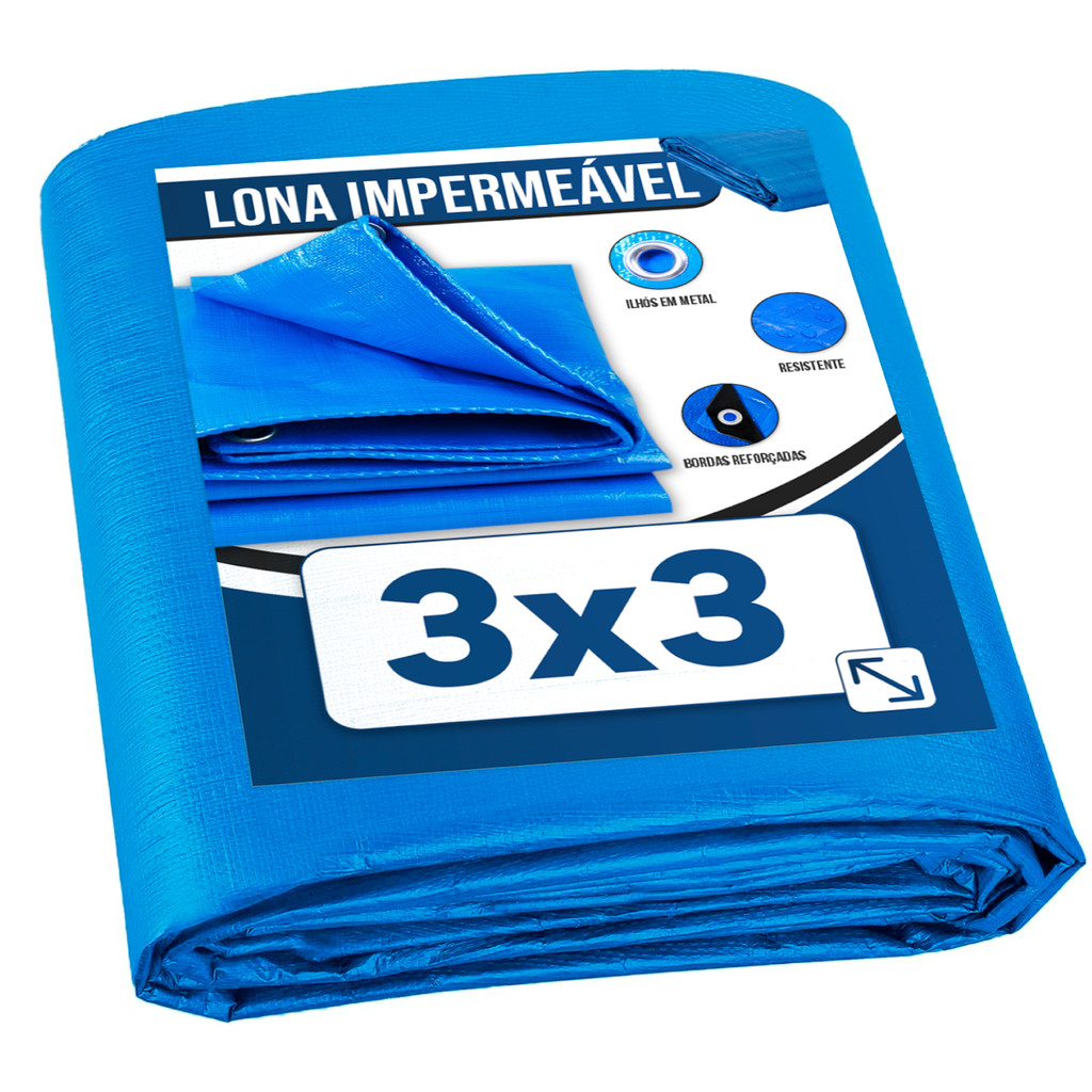 Lona Plástica de Proteção Cobertura Impermeável Azul 3x3 mts em Oferta na Shopee