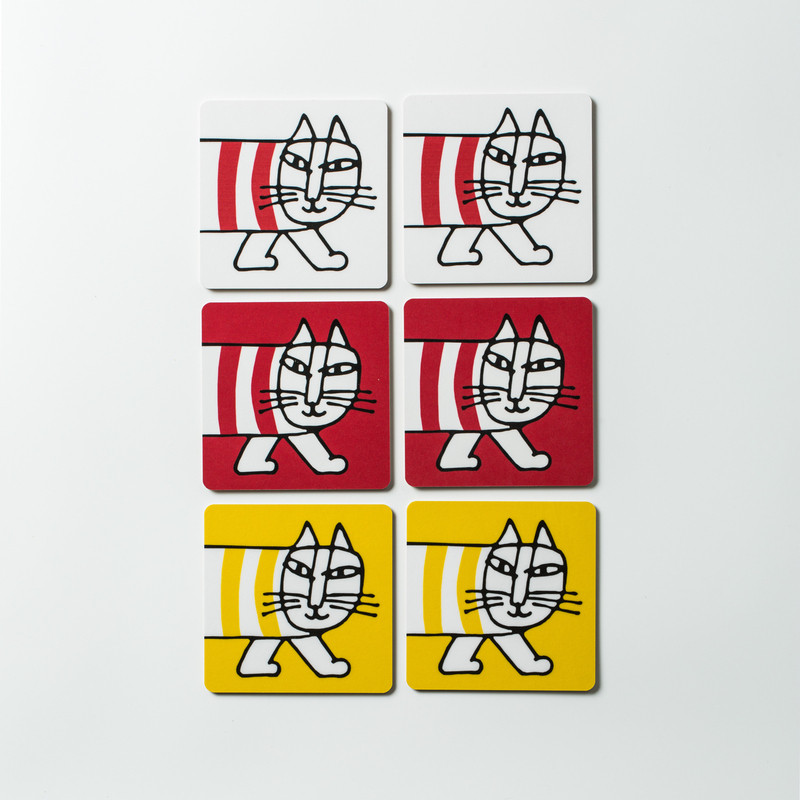 Suécia importado Opto design criativo bonito Mickey gato bétula madeira café chá Coaster almofada de isolamento 6 peças