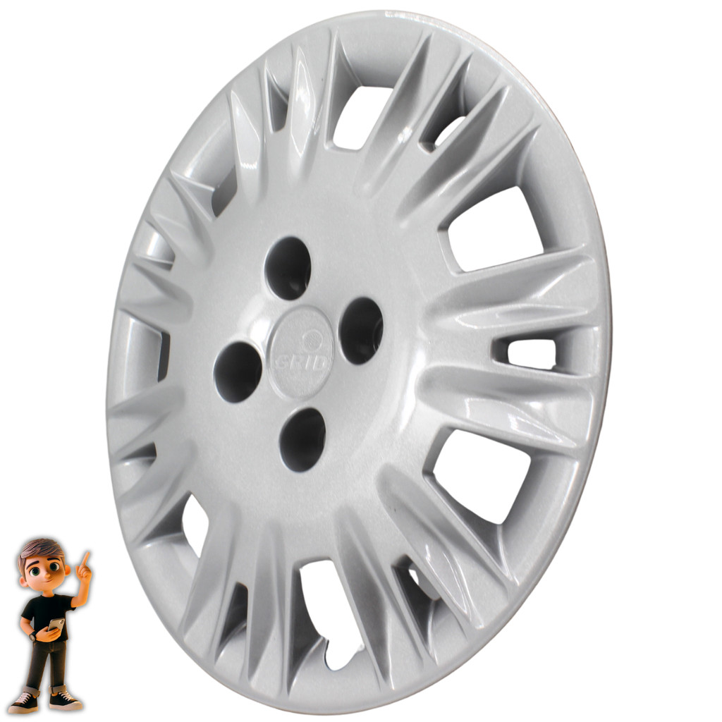 Jogo 4 Calota New Fiesta Aro 15 Ford Ka 2014 2015 2016 2017 Prata Cubo Padrão — imagem 2 de 2