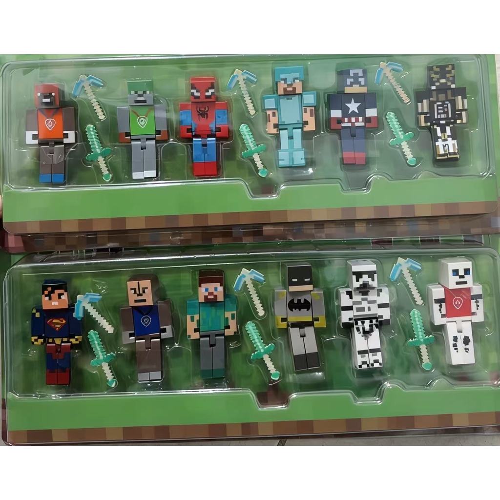 Kit 6 / kit 12 Bonecos  mine World Heróis Articulados com Acessórios | Coleção Infantil 7 cm