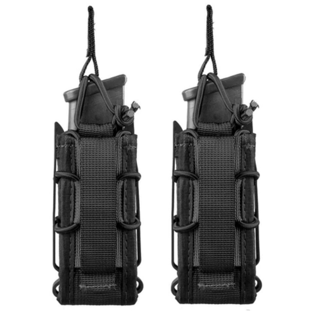 Kit 2 Porta Carregador Tático  Molle Preto para Cinto ou Colete Recarga Rápida para Airsoft e Caça