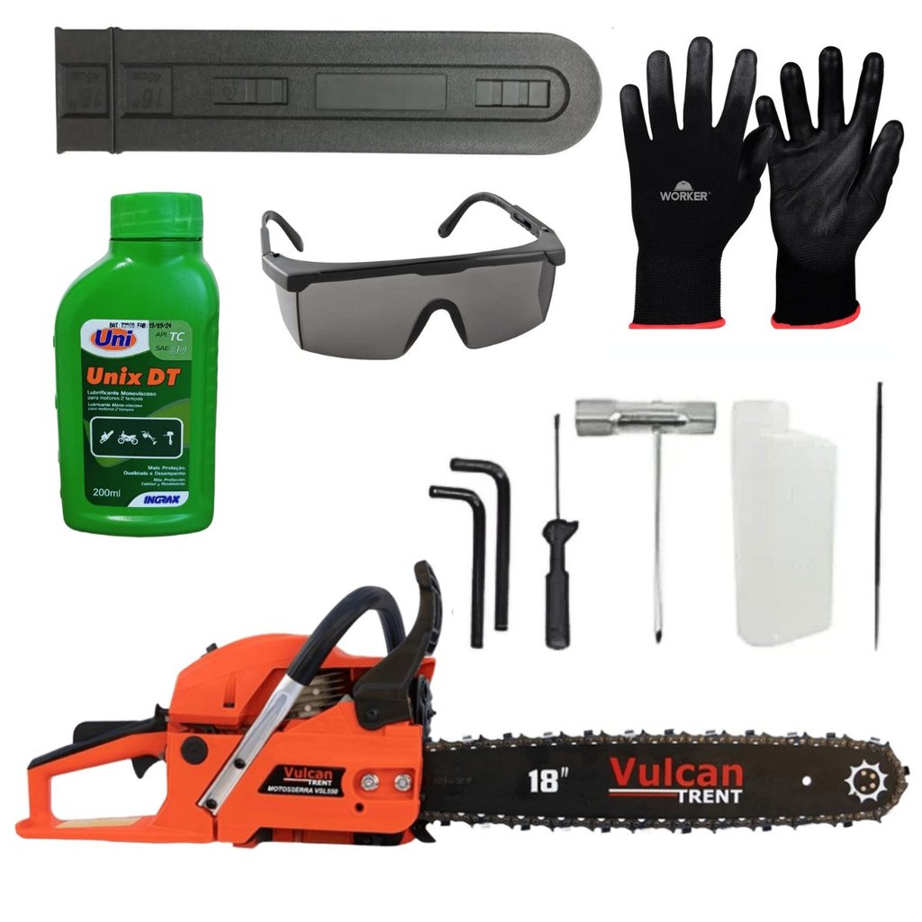 Motosserra a Gasolina 55 Cilindradas Sabre 18 Polegadas Vulcan Potente Ideal para Sitio e Chacara com Kit Completo