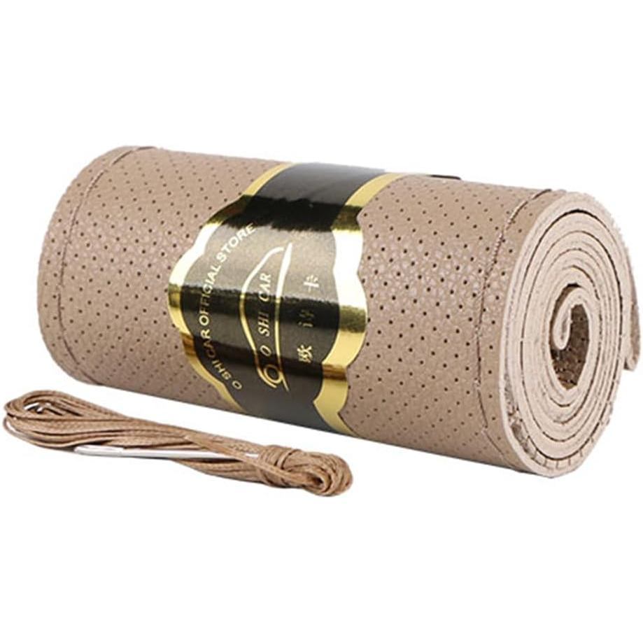 O SHI Car Capa De Volante De Couro Genuíno Design Antiderrapante Macio E Confortável Carro DIY Costurado À Mão Universal