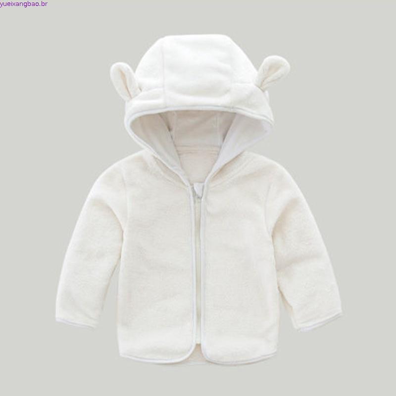 Bebê Meninas Meninos Jaqueta Orelhas De Urso Com Capuz Outerwear Zíper Velo Quente Casa do Pequeno bebé