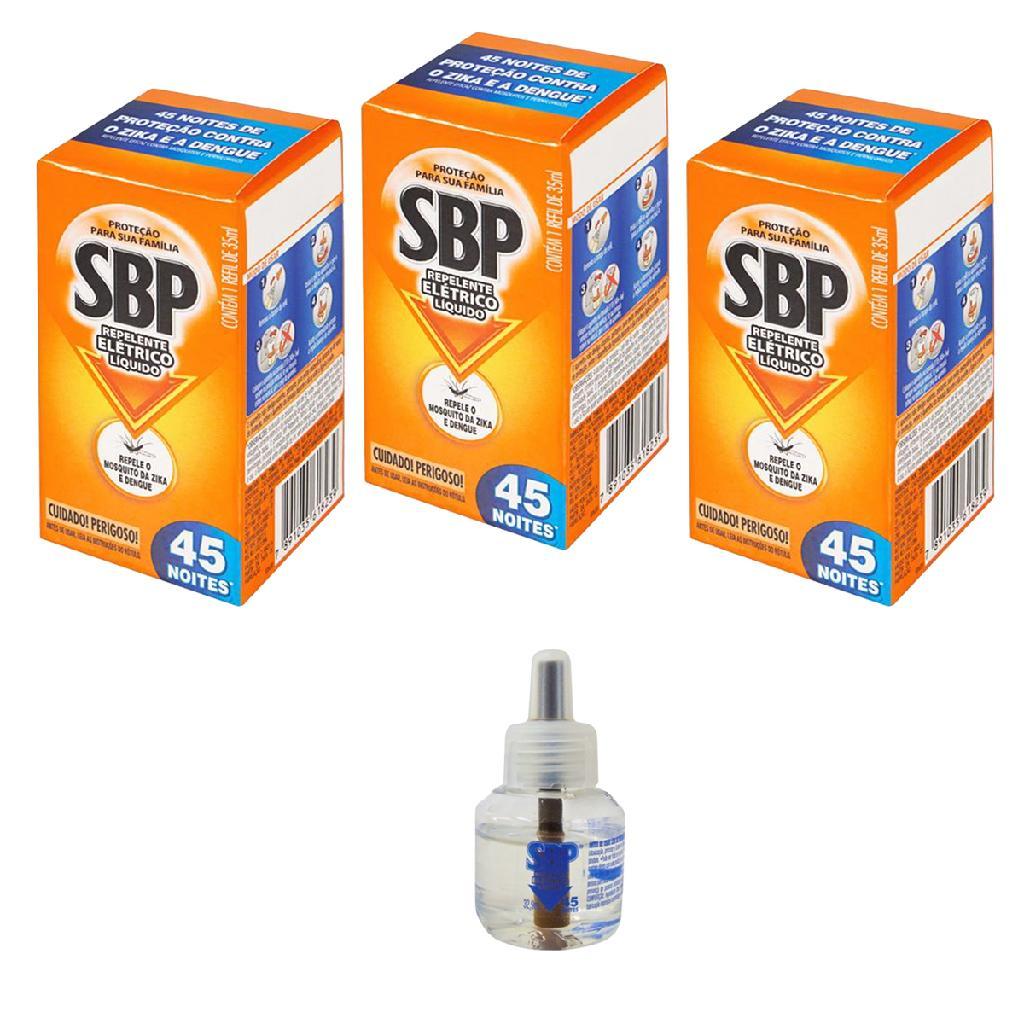 Refil Inseticida SBP Elétrico Líquido 45 Noites KIT 3