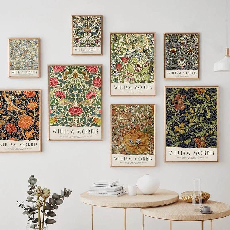 Folha Vintage Flor William Morris Museu Estética Pintura Em Tela Cartazes De Parede Fotos Decoração