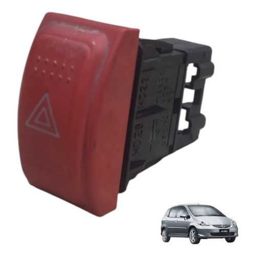 Botao Pisca Alerta Honda Fit Lx 2003 2006 2008 1.4 8v Vermelho